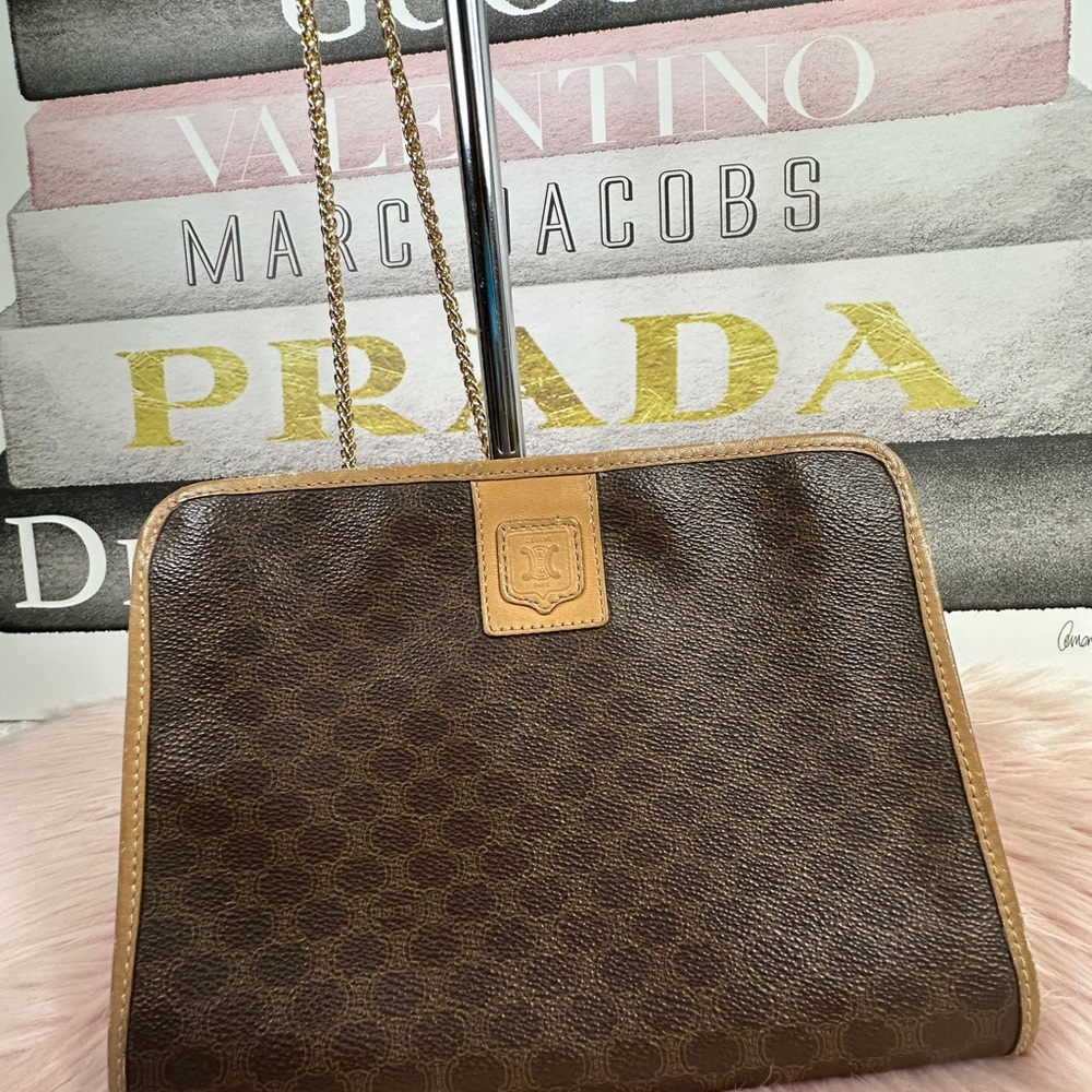 Celine Macadam Brown Monogram Chain Shoulder Bag - Picture 9 of 14